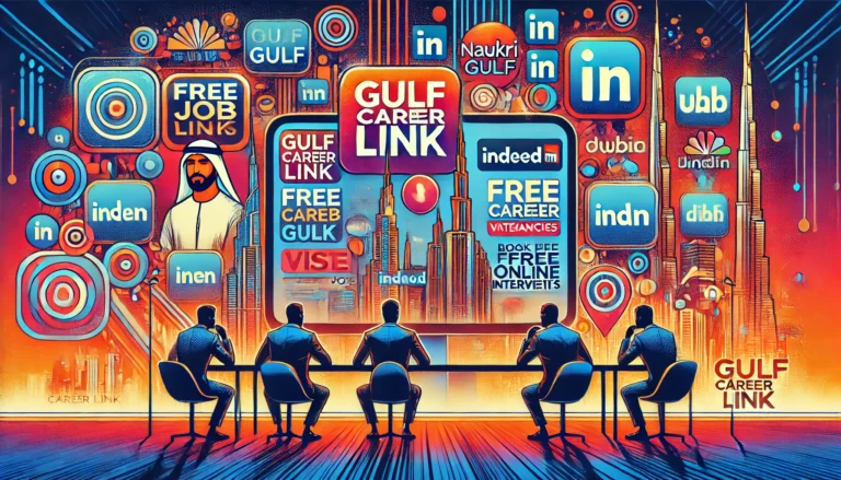 "Image showing a job seeker browsing Gulf Career Link to find the best job opportunities in the UAE."